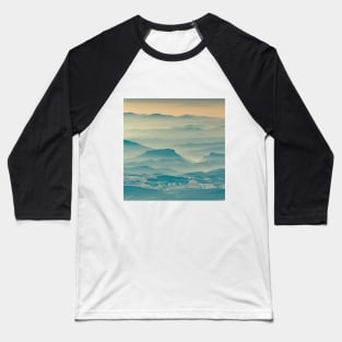 SCENERY 69 - Blue Misty Fog Sky Mountain Horizon Baseball T-Shirt